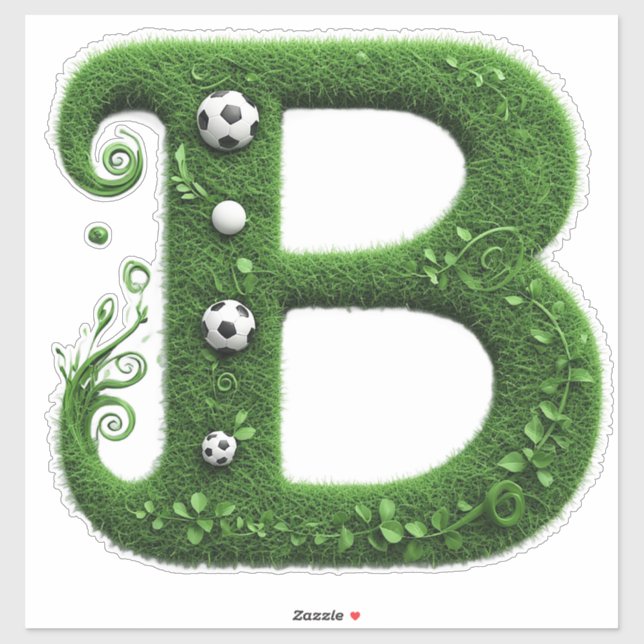 Green Grass Letter B Topiary With Soccer Ball (Sheet)
