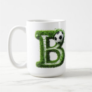 Green Grass Letter B Topiary With Soccer Ball Coffee Mug