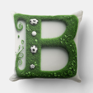 Green Grass Letter B Topiary With Soccer Ball Cushion