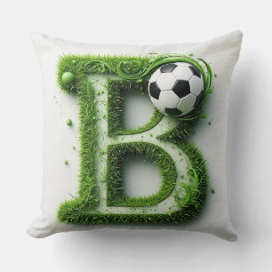 Green Grass Letter B Topiary With Soccer Ball Cushion
