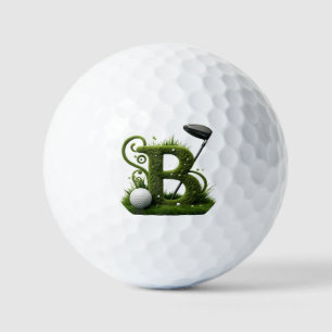 Green Grass Letter B With Golf Clubs: Sport, Natur Balls