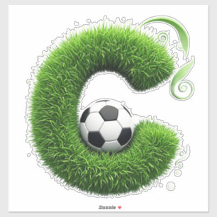 Green Grass Letter C Topiary With Soccer Ball