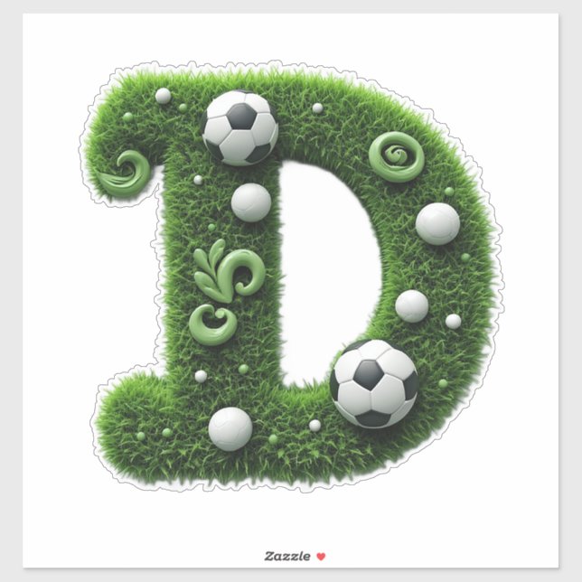 Green Grass Letter D Topiary With Soccer Ball (Sheet)
