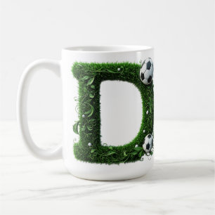 Green Grass Letter D Topiary With Soccer Ball Coffee Mug
