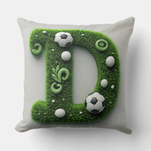 Green Grass Letter D Topiary With Soccer Ball Cushion