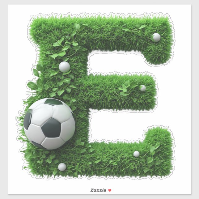 Green Grass Letter E Topiary With Soccer Ball (Sheet)