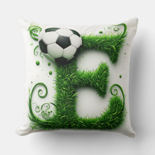 Green Grass Letter E Topiary With Soccer Ball Cushion