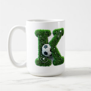 Green Grass Letter K With Soccer Ball Coffee Mug