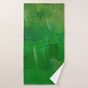 Green grass paint texture. Hand drawn background. Bath Towel