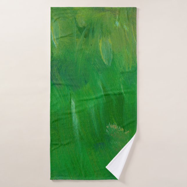 Green grass paint texture. Hand drawn background.  Bath Towel (Bath Towel)