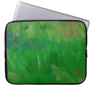 Green grass paint texture. Hand drawn background. Laptop Sleeve