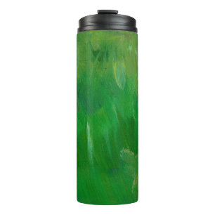 Green grass paint texture. Hand drawn background.  Thermal Tumbler