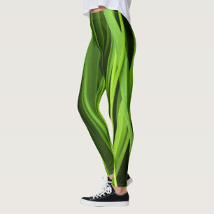Green grass pattern leggings