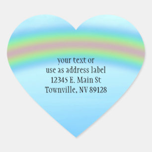 Green Grass, Rainbow & Blue Sky Background Heart Sticker