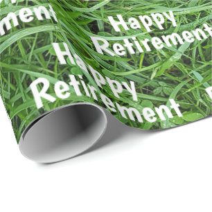 Green Grass Retirement Wrapping Paper