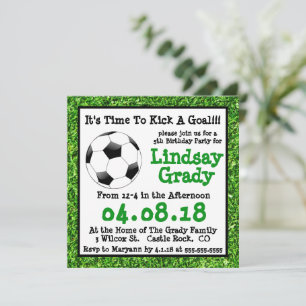 Green Grass Soccer Birthday Invitation