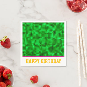 Green Grass Sports Team Field Happy Birthday Napkin