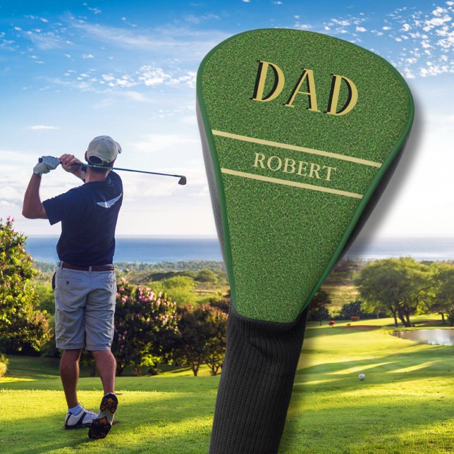 Green Grass Texture Custom DAD Name Golf Head Cover (Creator Uploaded)