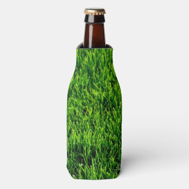 Green grass texture from a soccer field bottle cooler (Bottle Front)