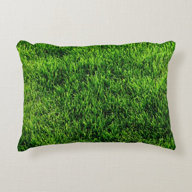 Green grass texture from a soccer field decorative cushion (Front)