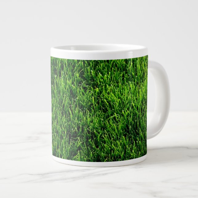 Green grass texture from a soccer field large coffee mug (Front Right)