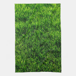 Green grass texture from a soccer field tea towel
