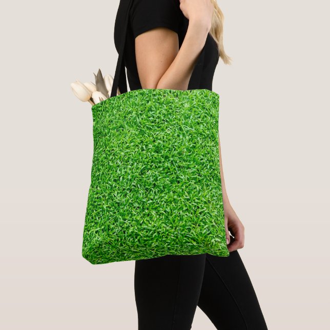 Green grass tote bag (Close Up)