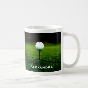 Green Grass Turf and Golf Ball / Tee, Personalised Coffee Mug