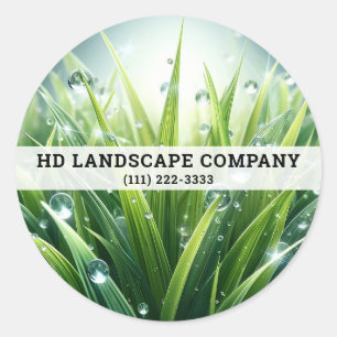 Green Grass Water Drops Lawn Care Landscape  Classic Round Sticker