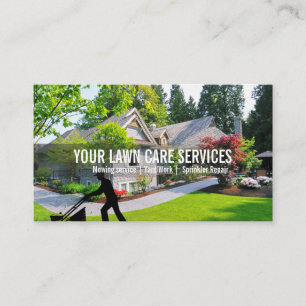 Green Grass Yard Lawn Care Mowing Landscaping Business Card