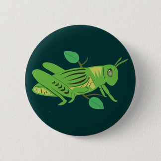 Green Grasshopper 6 Cm Round Badge