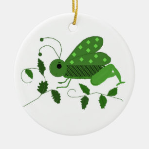Green Grasshopper Ceramic Tree Decoration