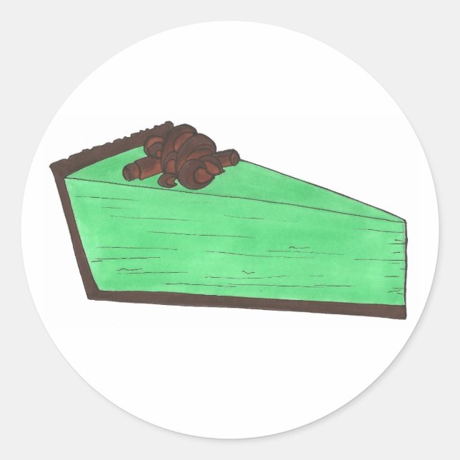 Green Grasshopper Pie Slice St. Patrick's Day Food Classic Round Sticker (Front)