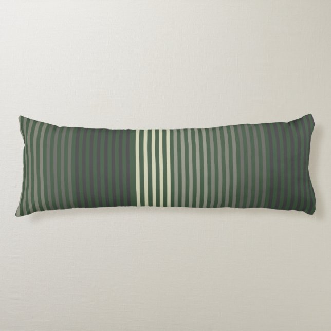 Green, Gray, Black, Cream Stripes Body Cushion (Front)