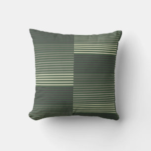 Green, Gray, Black, Cream Stripes Cushion