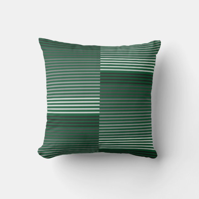 Green, Gray, Black, White Stripes Cushion (Front)