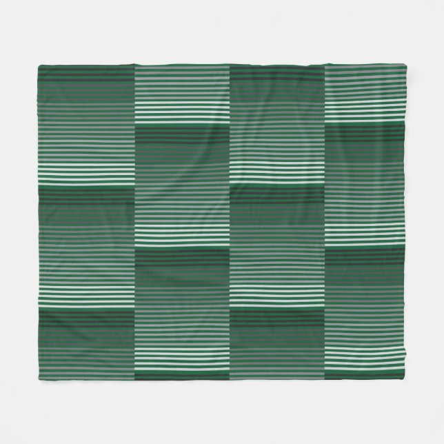 Green, Gray, Black, White Stripes Fleece Blanket (Front (Horizontal))