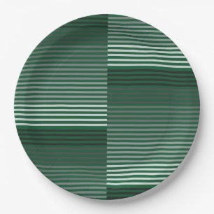 Green, Gray, Black, White Stripes Paper Plate
