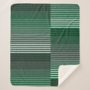 Green, Gray, Black, White Stripes Sherpa Blanket