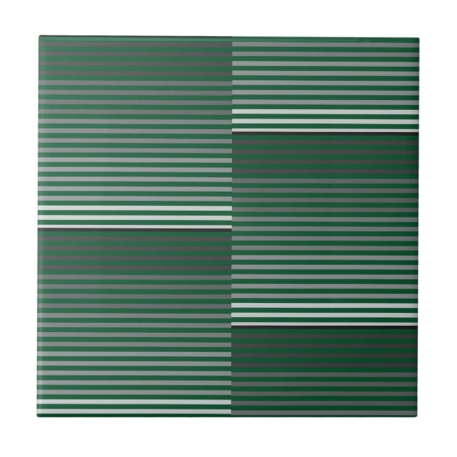 Green, Gray, Black, White Stripes Tile (Front)
