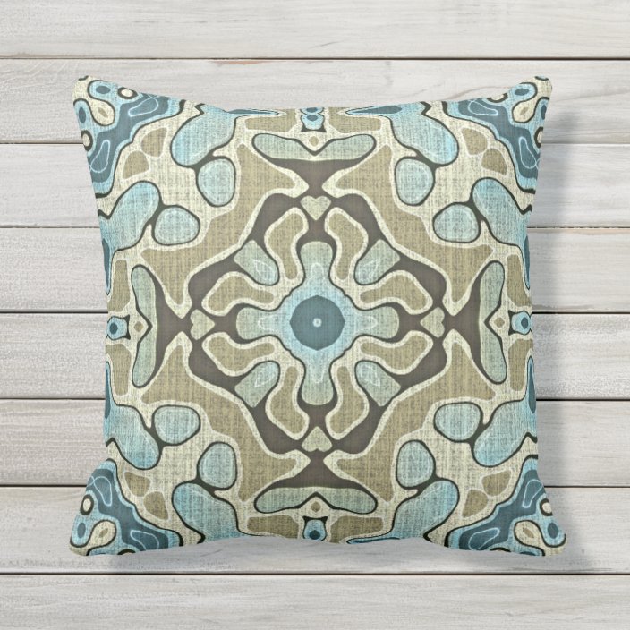 Green Gray Blue Teal Ochre Taupe Brown Orient Art Cushion Zazzle.co.uk