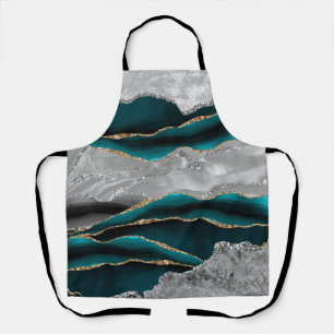 GREEN GRAY MARBLE AGATE GOLD GLITTER GLAM APRON