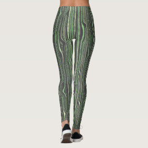 Green & Gray Pinch, Nip, Tuck, Stripes Leggings