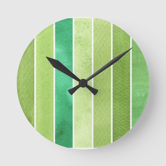 green great watercolor background - watercolor round clock (Front)