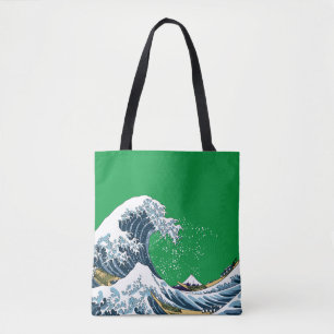 Green Great Wave off Kanagawa Modern Pop Tote Bag