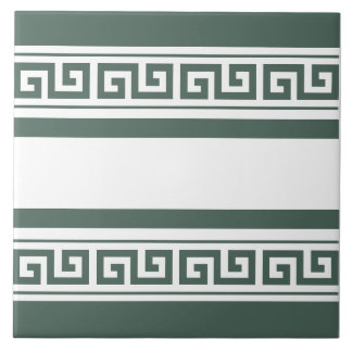 Green Greek Key Ceramic Tile