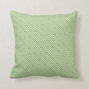 Green Greek Key Pattern Cushion