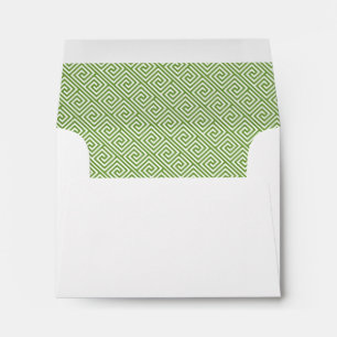 Green Greek Key Pattern Lined Envelope