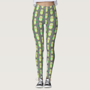 Green & Green Owl Leggings