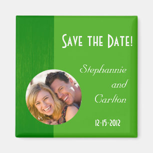 Green/Green Wood Grain Wedding Announcement Magnet